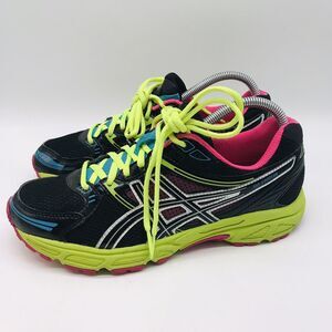 ASICS Gel Contend T2F9Q Sneakers Women's 9 Black Neon Lace Up Low Running Shoes